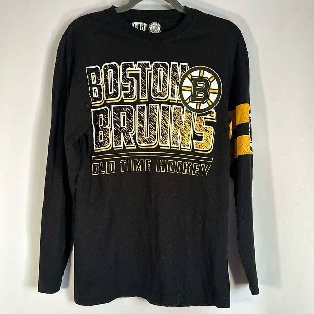 NHL Boston Bruins Black & Yellow Logo Long Sleeve Shirt